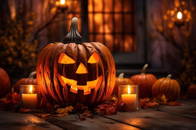 Candle lit halloween pumpkins