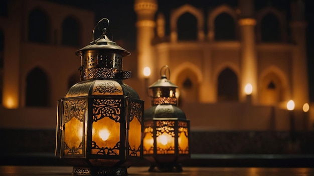 Candle lit lanterns ready for Ramadan