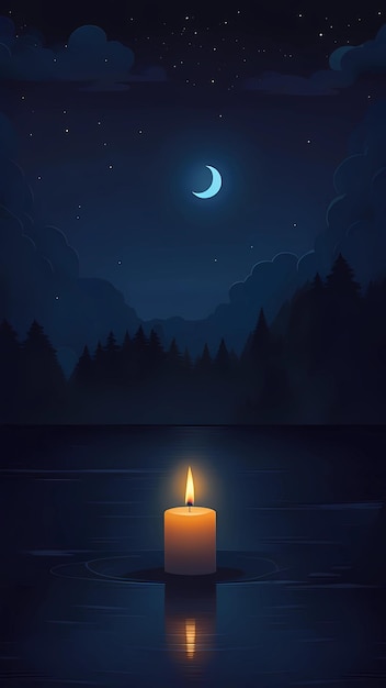 Candle in the night calm and serene illustration artwork