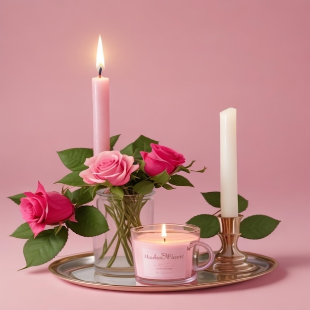 Premium AI Image | Candle Pink Roses