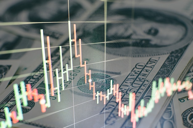 Candle stick graph chart of stock market investment trading, Stock exchange concept design and background.