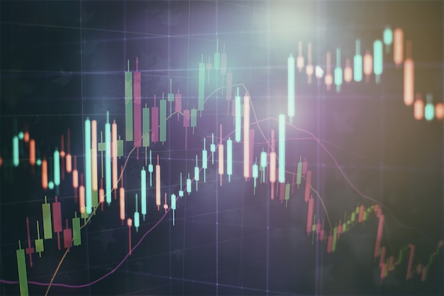 Candle stick graph-grafiek van de handel in beursinvesteringen, beursconceptontwerp en achtergrond.