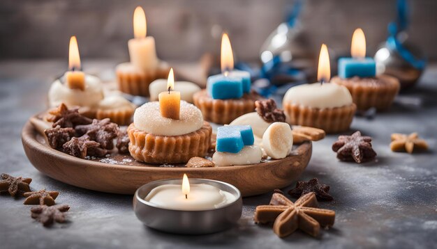 Photo a candle that is lit up with a candle on it