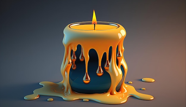 Photo a candle that is melting and has a flame on it