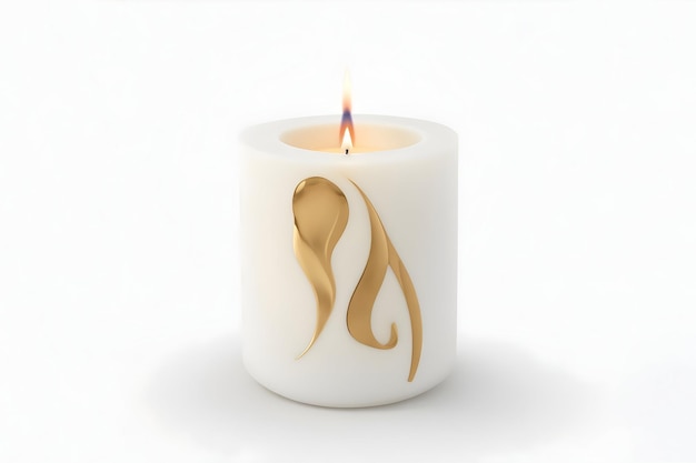 Foto candela su un rendering 3d di sfondo bianco