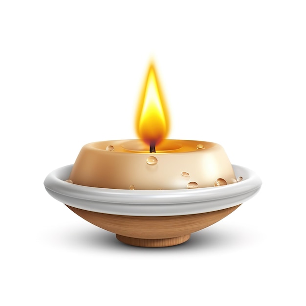 A candle with a flame on it