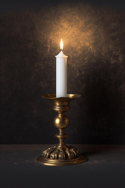 A candle with a flame on it