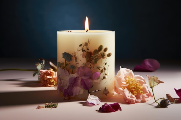 A Candle With A Floral Scent Generative AI