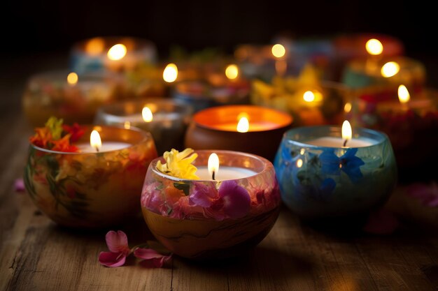 A candle with flowers on it