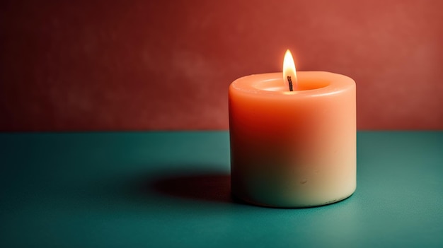 A candle with a red background