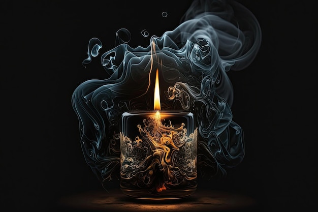 A candle with a smoke coming out of it