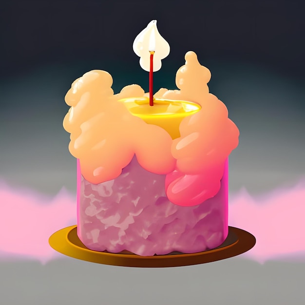 Photo a candle with a wick of cotton candy and a