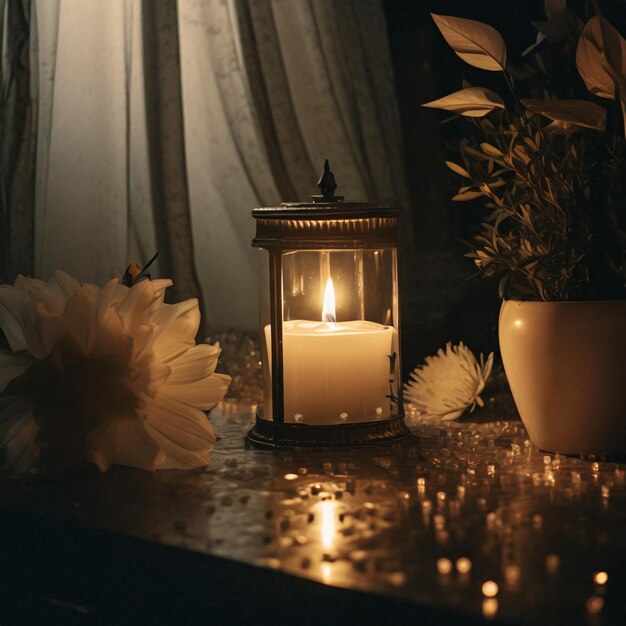 Photo a candlelight in dreamy dark style