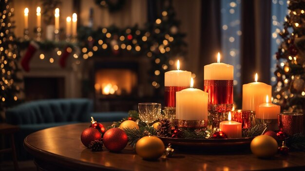 Candlelight illuminates elegant Christmas decor