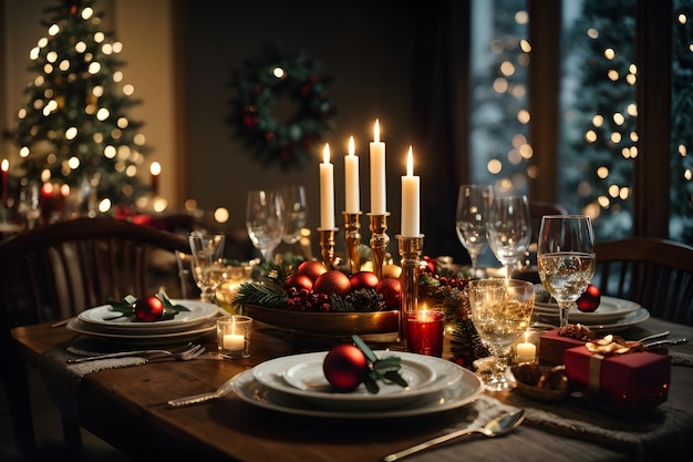 Candlelit Christmas Table Setting