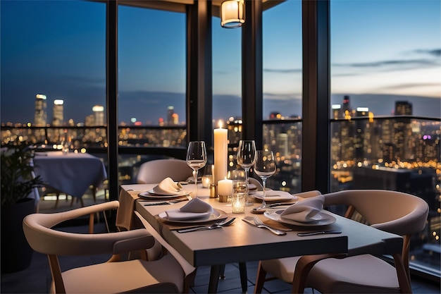 Foto una cena alla luce delle candele su un tetto