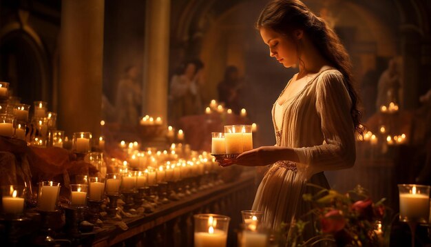 Candlemas dag concert of koor optreden gericht op de muzikanten en zangers verlicht