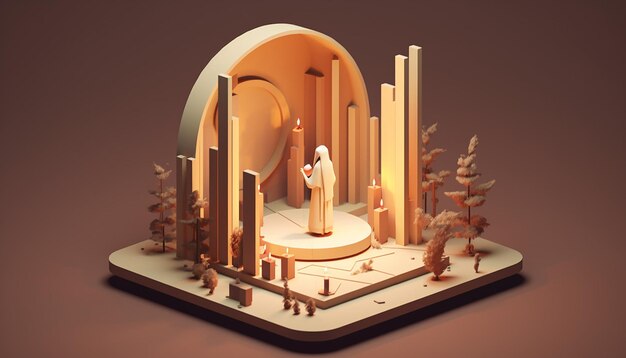 Foto diorama minimalista isometrico del giorno di candlemas