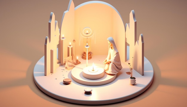 Foto diorama minimalista isometrico del giorno di candlemas