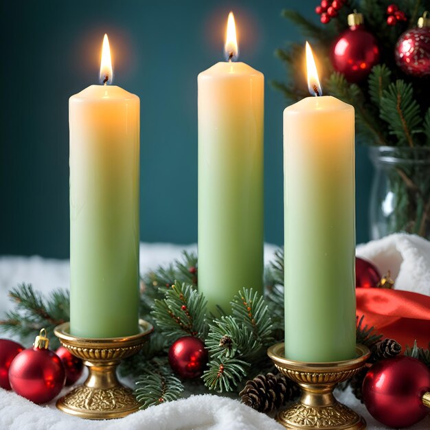 Candlemas Glow Capturing the Warmth of Christmas Festivities in Stock Photo Splendor