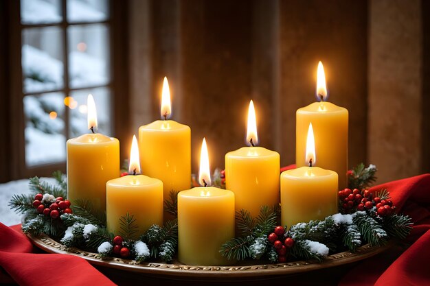 Candlemas Glow Capturing the Warmth of Christmas Festivities in Stock Photo Splendor