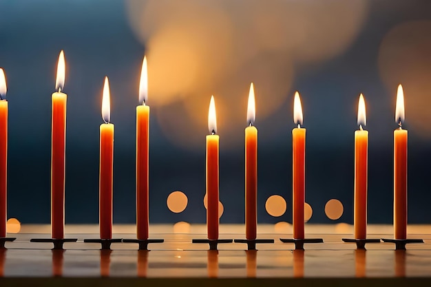 candles on a cake stand with the words " happy birthday " on the bottom.