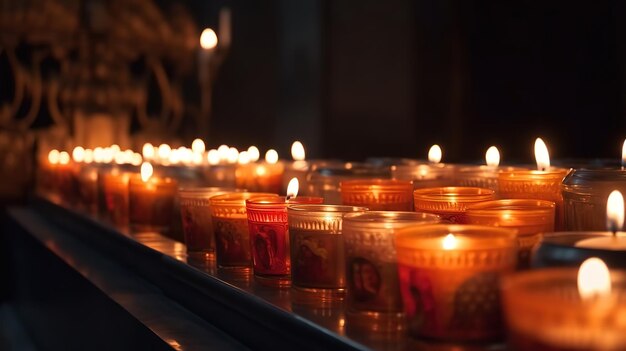 Candles in a Christian Orthodox church background Generative Ai