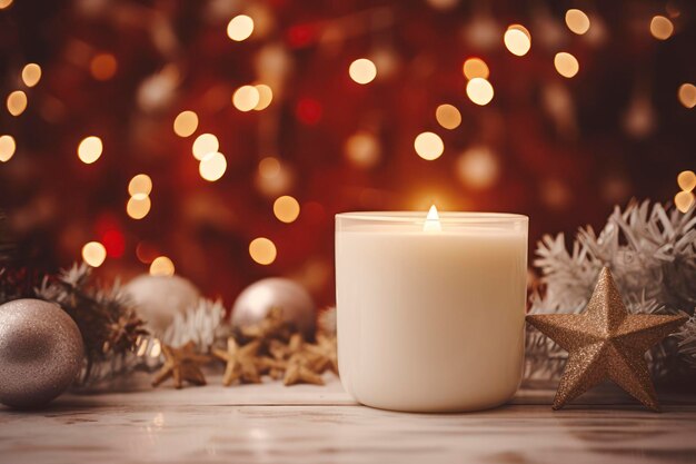 Candles Christmas vibes copy space mockup