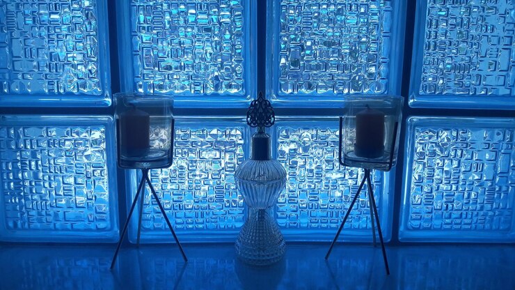 Photo candles and decoration in room