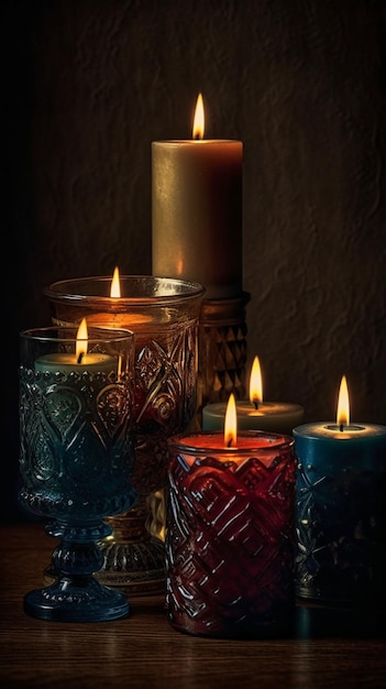 Candles in front of a candle