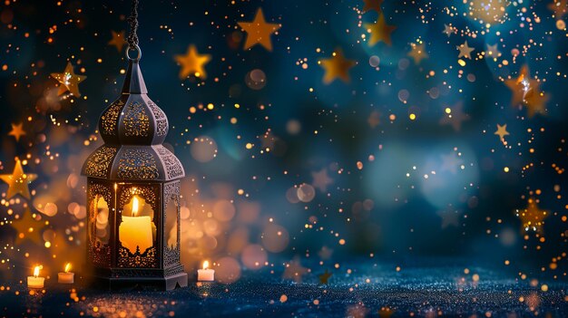 Candles Glow in the Dark Islamic Scenery Ramadan Kareem