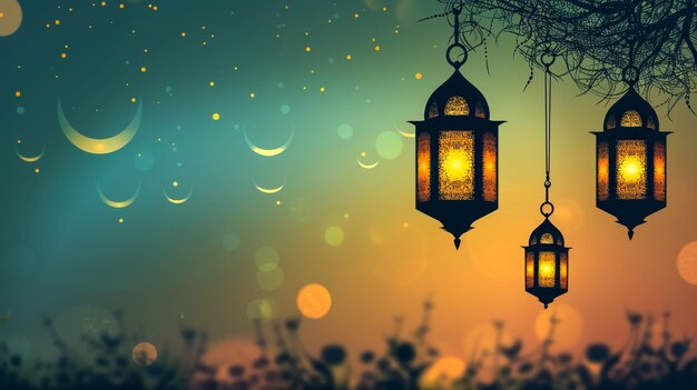 Candles Glow in the Dark Islamic Scenery Ramadan Kareem