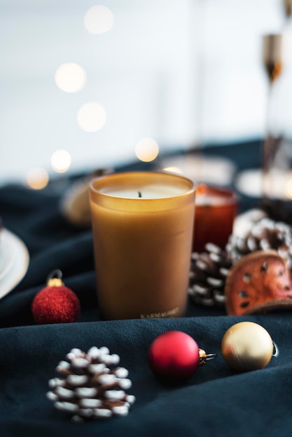 Candles glowing in the Christmas