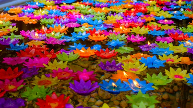 candles lotus colourful background