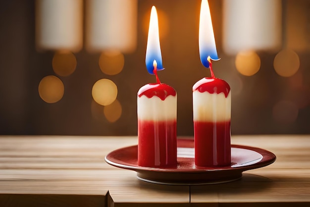 Candles on a plate with the words " the word " on it.