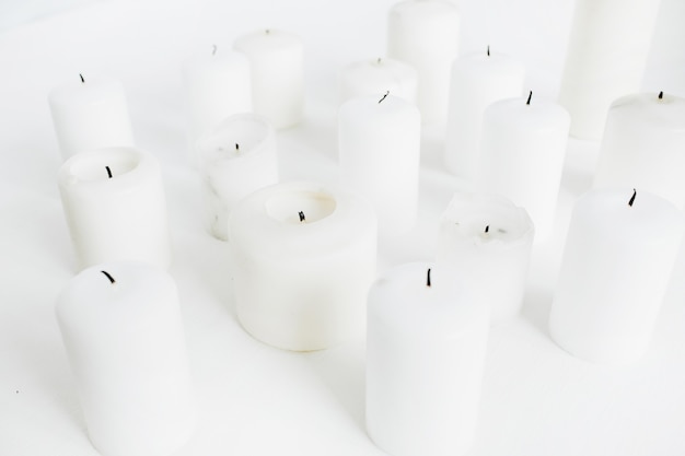 Photo candles set on white.