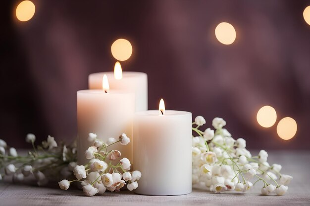 Candles on the table in decorative style arranged for occasion