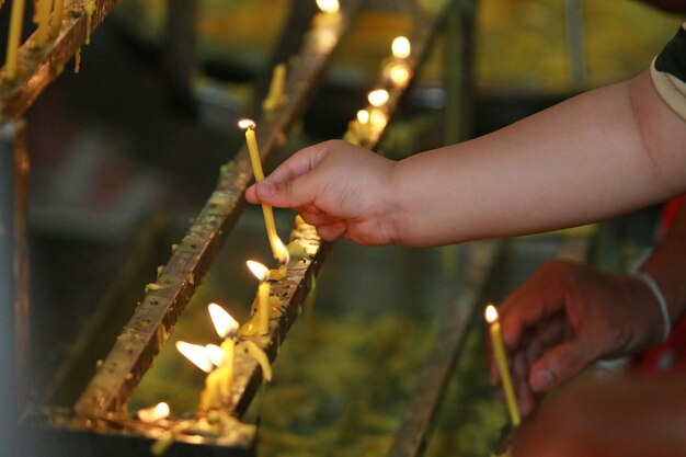 Candles in temple , Buddhism