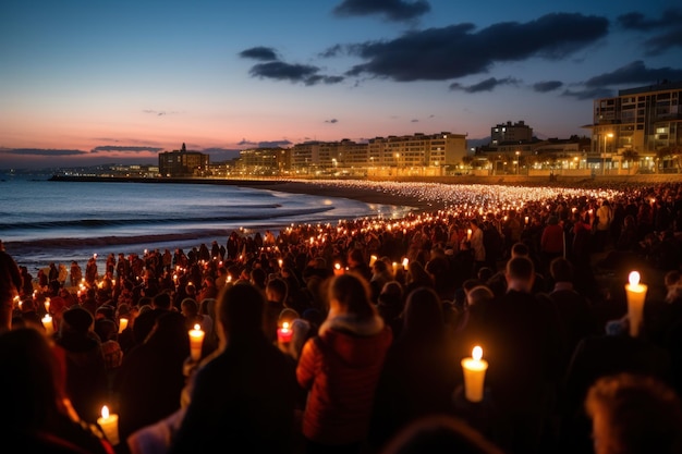 Candles for vigil of victims tragedy Generative AI