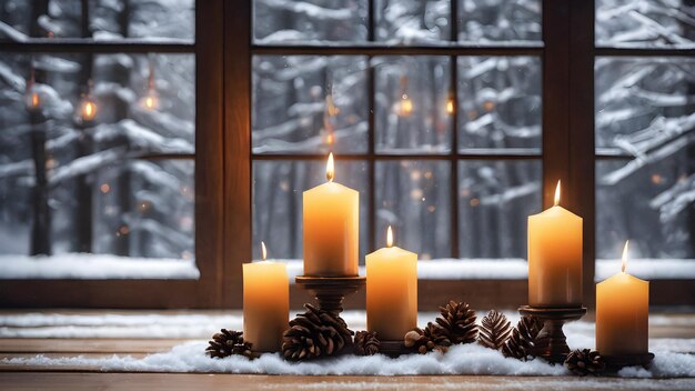 Candles on a wooden table