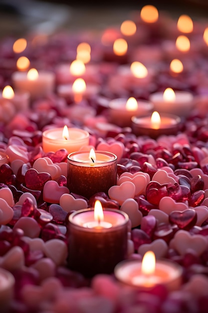 Candlesmas Day Array of Candles Forming a Heart Shape Romantic Red Holiday concept banner poster