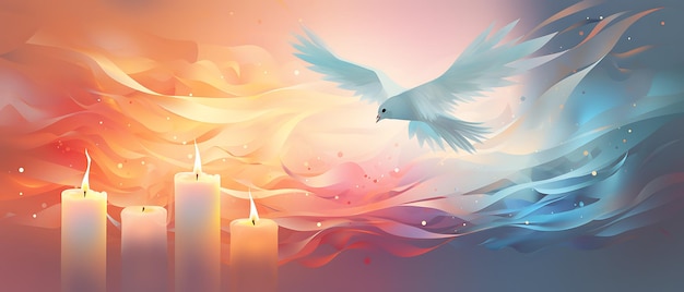 Candlesmas Day Candle Flames Arranged in de vorm van een Dove Soft P Holiday concept banner poster