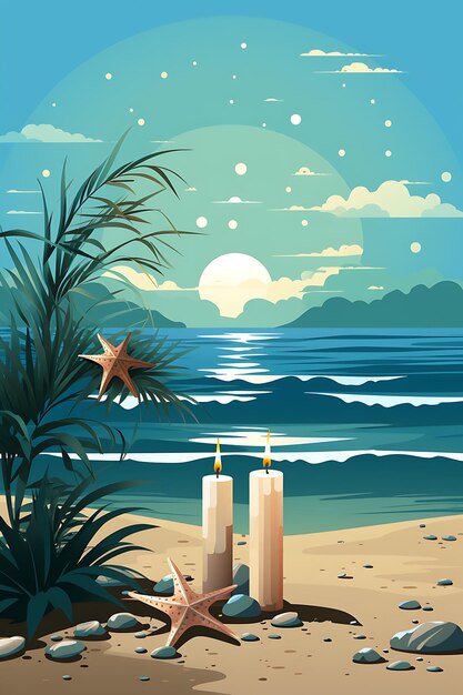 Foto candlesmas day group of tall candles in pastel shades of blue and g holiday concept banner poster