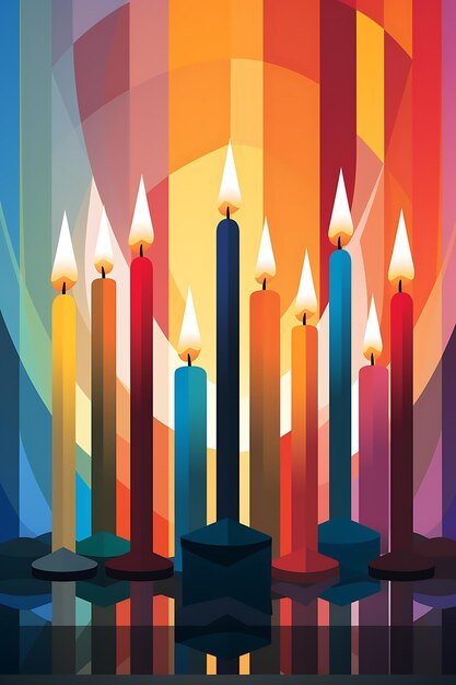 Photo candlesmas day row of taper candles in various colors vibrant and e holiday concept banner poster