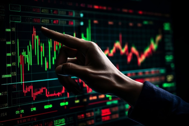 Candlestick chart and data of world financial market Shown on a laptop Generative Ai