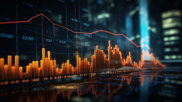 Candlestick grafiek in de financiële aandelenmarkt op digitale nummer achtergrond Forex trading grafische desi