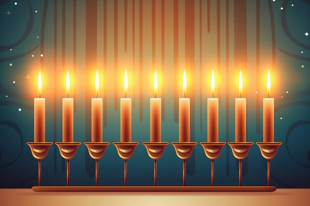 Candlestick with burning candles for Hanukkah Ai generated