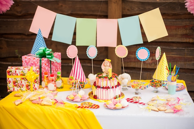 Photo candy bar on children's birthday party