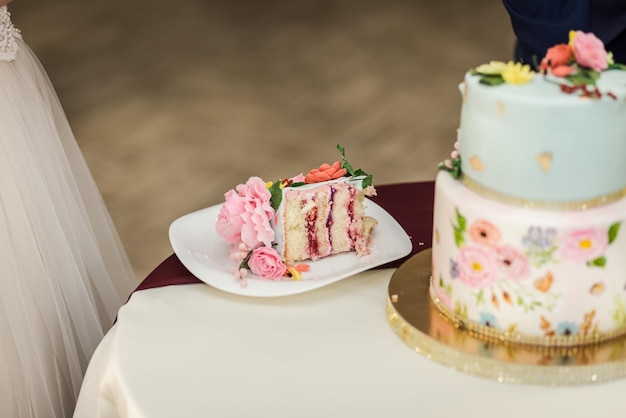 Candy Bar decorated by Delicious sweet buffet with cupcakes and other dessertscandieshappy birthday concept