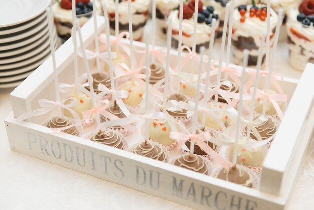 Candy bar on sticks cake for children's birthday parties